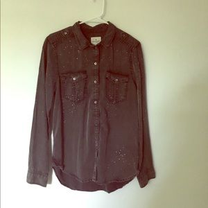 Paint Splattered Button Down Top